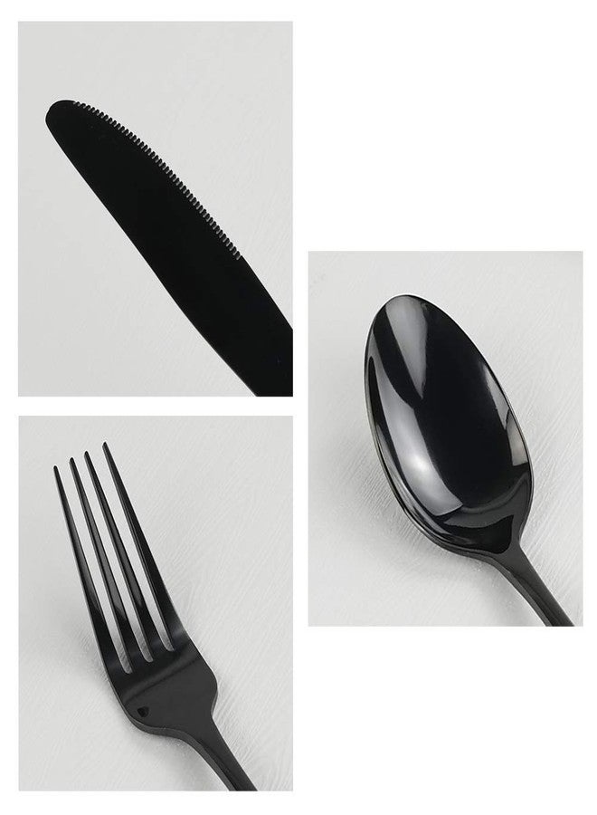Teyyvn Stainless Steel Black Cutlery Set, 40-Piece Flatware Silverware Set, Service for 8 - Image 2