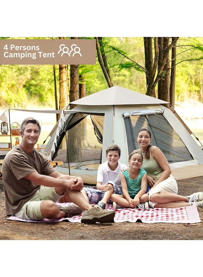 HEXAR Camping Tent 4 Person Automatic Instant Pop-Up Tent Lightweight Portable Tent Outdoor Camping Waterproof Windproof Camping Tent Removable Cover And Mesh Windows 2 Doors With Carry Bag - Image 3