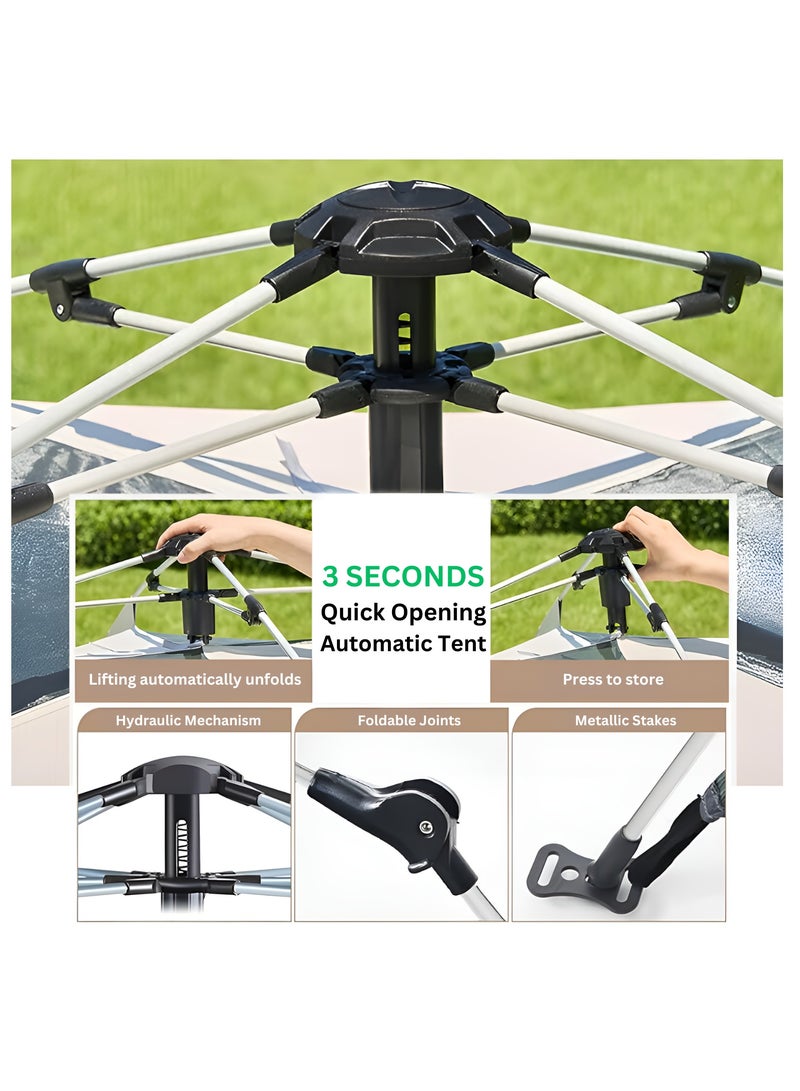 HEXAR Camping Tent 4 Person Automatic Instant Pop-Up Tent Lightweight Portable Tent Outdoor Camping Waterproof Windproof Camping Tent Removable Cover And Mesh Windows 2 Doors With Carry Bag - Image 4