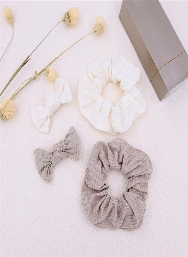 Sugarmelon Mommy and Me Headband Set Mother Baby Matching Turban Headbands for Toddler Baby Girls Women Scrunchies Hair Bow Hairbands (Oat/White) - Image 5