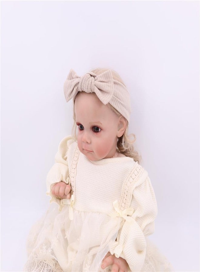 Sugarmelon Mommy and Me Headband Set Mother Baby Matching Turban Headbands for Toddler Baby Girls Women Scrunchies Hair Bow Hairbands (Oat/White) - Image 3