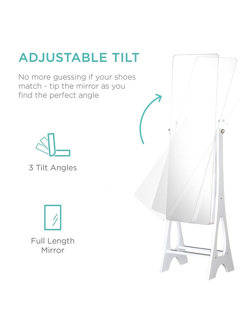 COMFY JEWELLERY CABINET LOCKABLE STAND MIRROR WHITE - Image 2