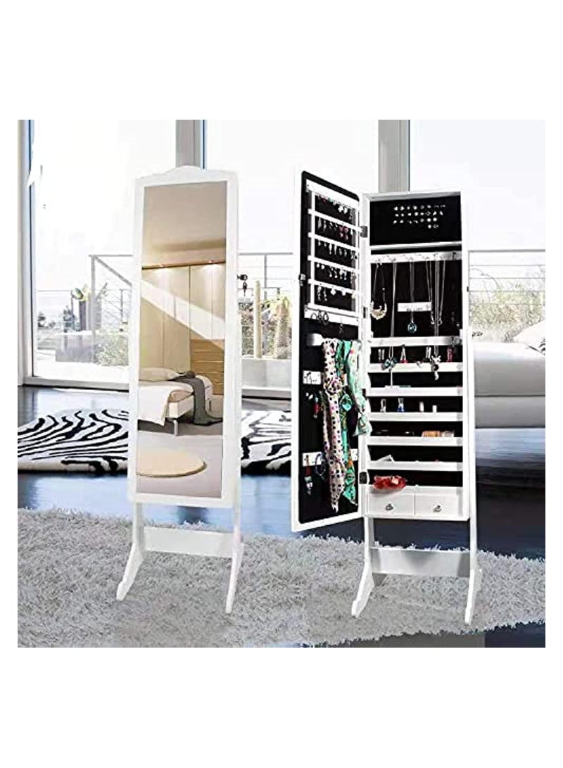 COMFY JEWELLERY CABINET LOCKABLE STAND MIRROR WHITE - Image 3
