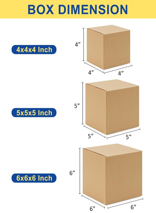 Poever Assorted-Sizes-Shipping-Boxes-45-Pack: 4x4x4 & 5x5x5 & 6x6x6 Small-Shipping-Boxes-Mailers, Brown Corrugated-Cardboard-Boxes-for-Packing-Small-Business Mailing - Image 2