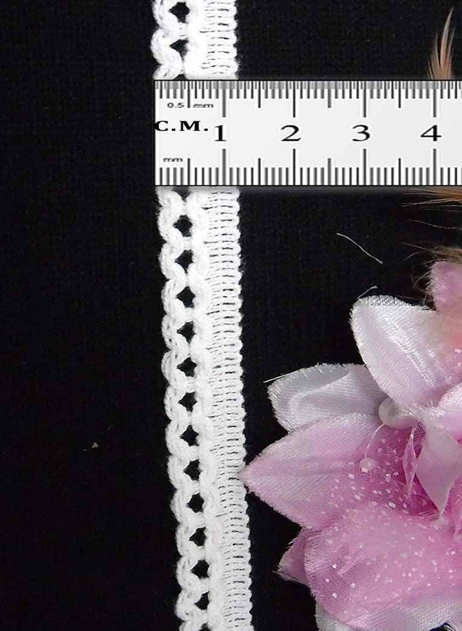 Mezin Cotton Mindi Gpo White Lace Border for Dress, Kurtis, Dupatta, Bag, Craft and Decorations(9 Mtr) - Image 2