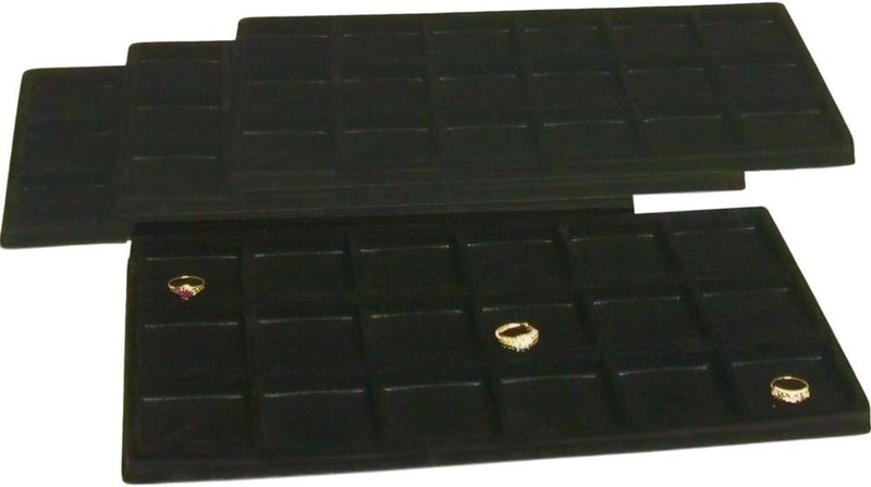 FindingKing 4 Black 18 Slot Coin Jewelry Showcase Display Tray Inserts - Image 1