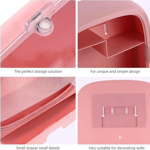 SIBY Acrylic Wall Hanging Makeup Storage Box | Transparent Dustproof Cosmetics Box Stick on Wall | Makeup Organizer Cabinet Rack | Women Skin Care Beauty Rack | Perfume Cream Stand(Pink) - Image 4