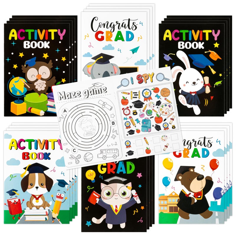 BWkoss Kindergarten Graduation Activity Books Preschool Graduation Theme Mini Games Coloring Booklet Set for Kids Bulk Mazes Word Search Games for School Ceremony Party Goodie Bags Stuffers Favors - Image 3