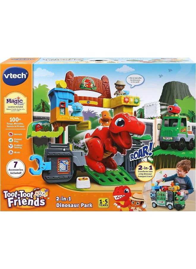 Toot-Toot Friends 2-In-1 Dinosaur Park, Interactive Toy With Lights, Sounds And Music, Dinosaur Truck Toy For Kids, Toy Truck Vehicle Set For Kids, Role-Play Toy For Boys And Girls Aged 1 Year +