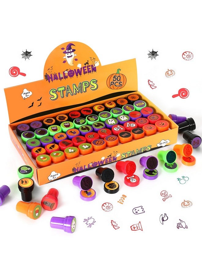 Childom Halloween Stamps For Kids, 50 Pcs Halloween Decorations Stamps Goodie Bag Fillers, Halloween Toys Bulk For Treat Bags Party Favors For Kids, Halloween Party Favors For Goody Bag, Children, Candy Bag - Image 1