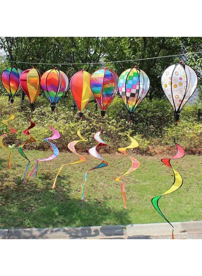 Colorful Stripes Rainbow Hot Air Balloon Wind Spinner Outdoor Garden Decor No Electricity Needed - Image 3