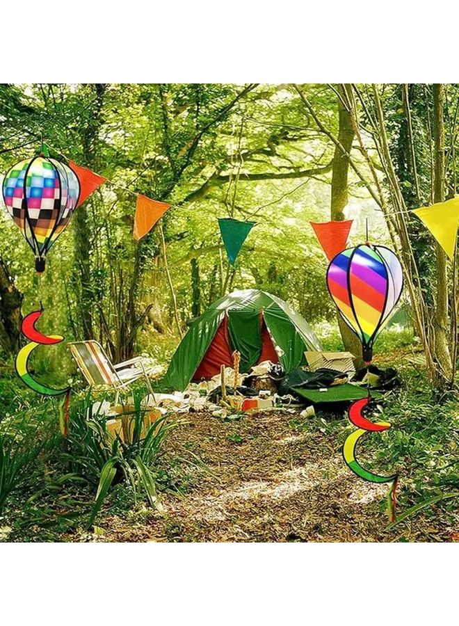 Colorful Stripes Rainbow Hot Air Balloon Wind Spinner Outdoor Garden Decor No Electricity Needed - Image 5