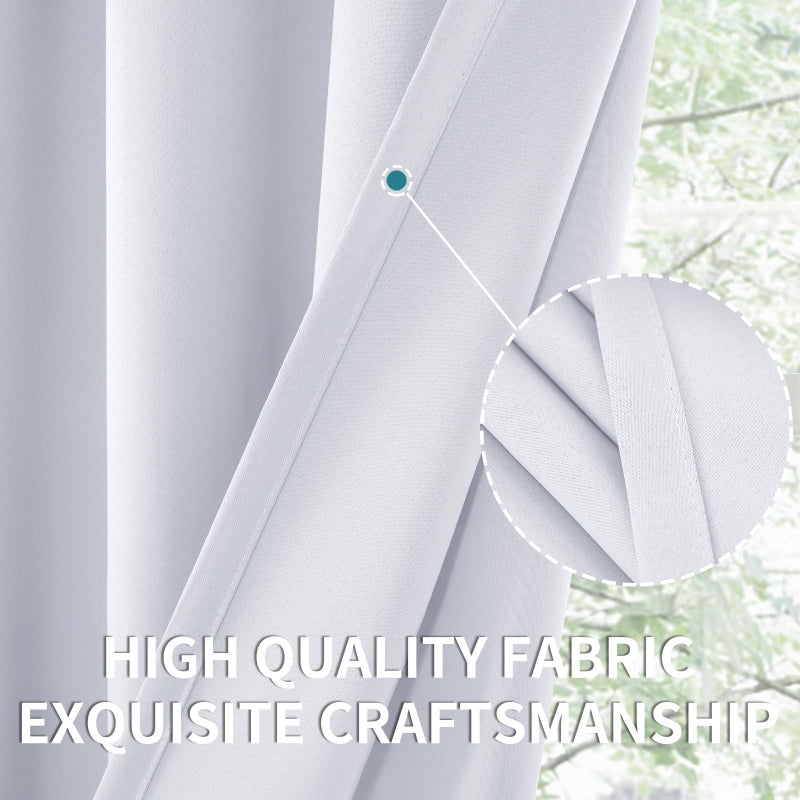 BGment Room Darkening Curtains 45 Inches Length - Rod Pocket Short Window Drapes Thermal Insulated for Bedroom Kitchen Cafe  Greyish White  42 x 45 Inch  2 Panels - Image 4