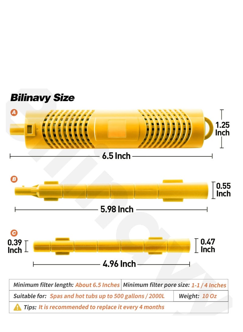Captaintech Mineral Sticks for Hot Tub Spa in Filter Mineral Stick Cartridge Stick Parts Sanitizer Stick for Hot Tub Spa Swimming Pool Fish Pond Filter Cartridge, Last for 4 Months(Yellow 2PCS) - Image 2