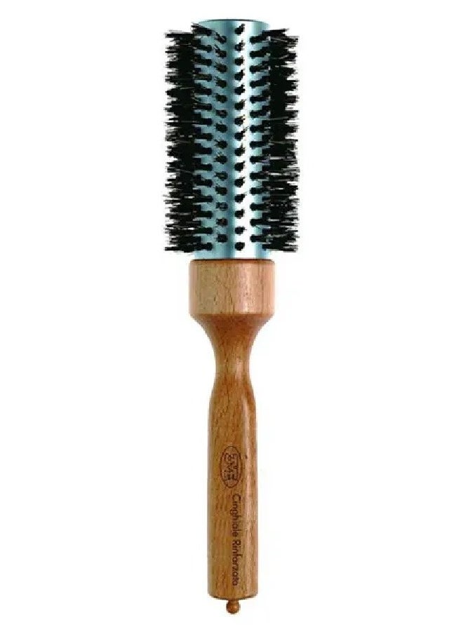 3ME MAESTRI Hair Brush Made With Ash Wooden Handle With Aluminum and Section Divider, Reinforced With Natural Bristles 