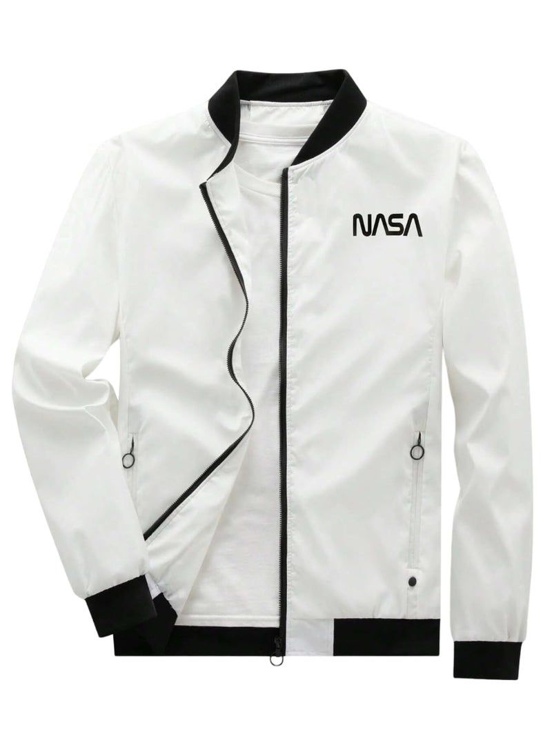 JVX men jackets || bomber jacket for men || Lightweight Outwear Sportswear Bomber Jackets (JACKET-01-WHITE-NASA-XL) - Image 4