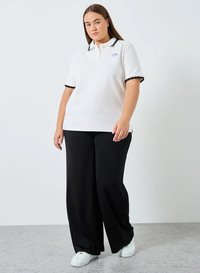 Styli Styli Plus Size Black Wide Leg Trousers