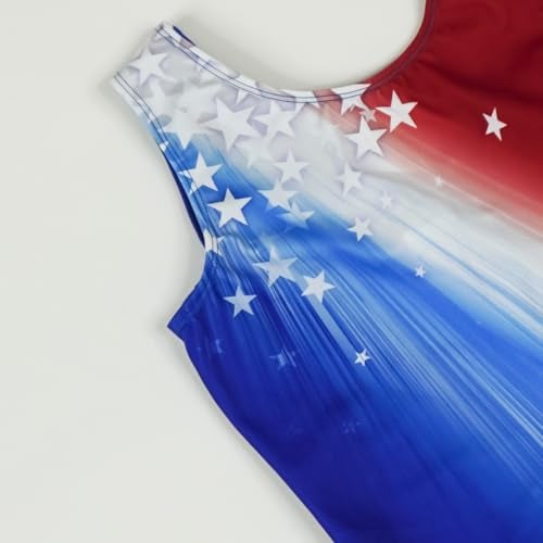 GK Girls Shooting Stars Gymnastics Dance Leotard (AM, Stars & Stripes Flag) - Image 4