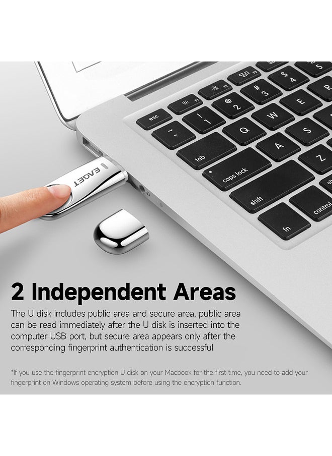 EAGET - FU60 32GB USB3.0 Metal Fingerprint Encryption U Disk High-speed USB Flash Drive Accurate Recognition Privacy Management - Image 1