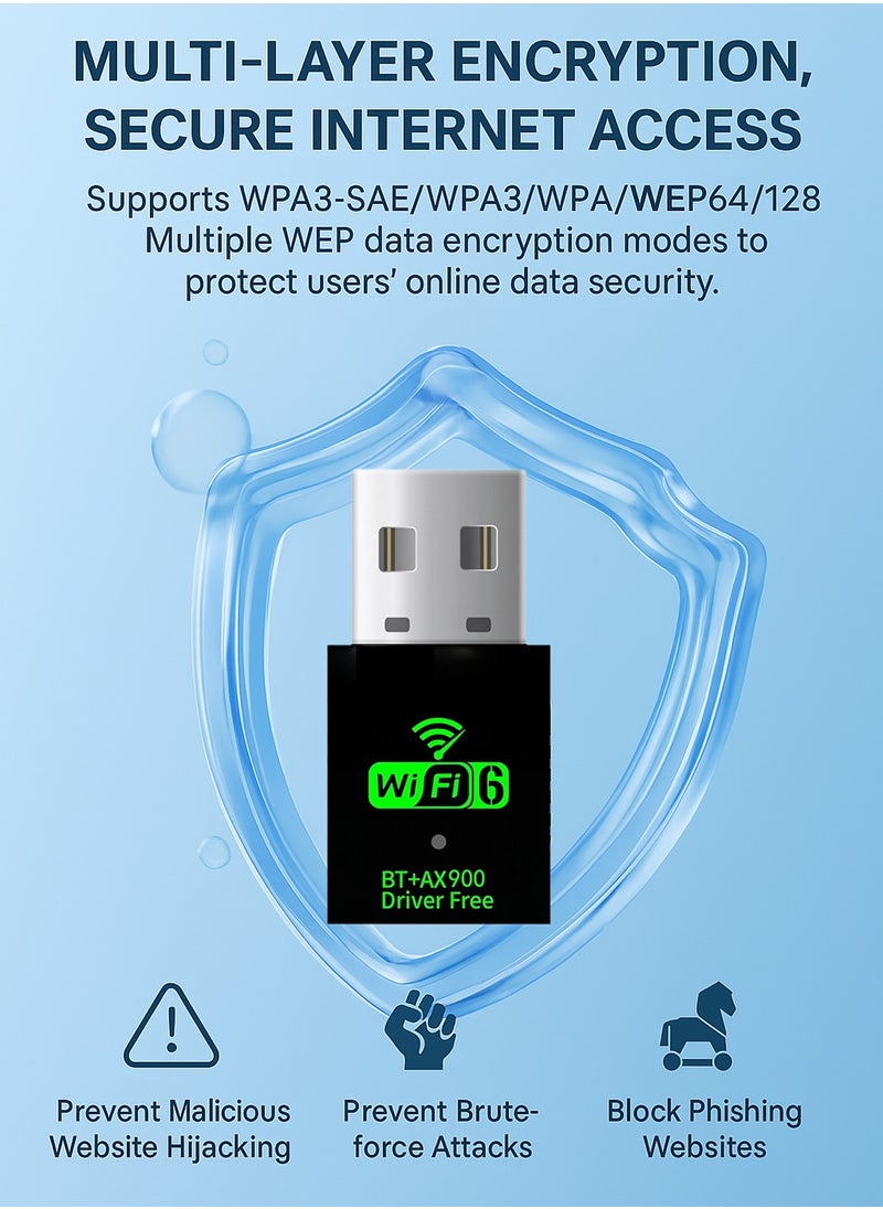Generic Mini USB WiFi 6 Adapter with Bluetooth – Dual Band 2.4GHz 286Mbps and 5GHz 600Mbps, Wireless USB Dongle for Laptop/Desktop PC, Supports Windows 11/10/7  - Image 5