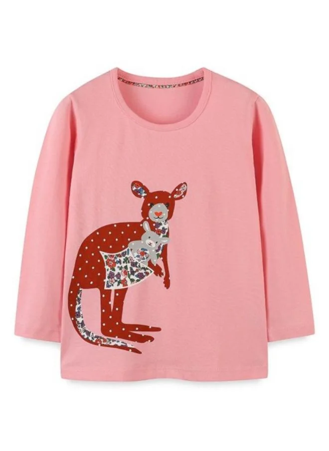 YUNIQEE Pink Printed Long Sleeve Crew Neck T-Shirt