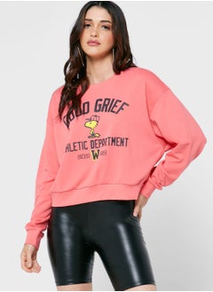 Crew Neck Cuff Sleeve Sweatshirt