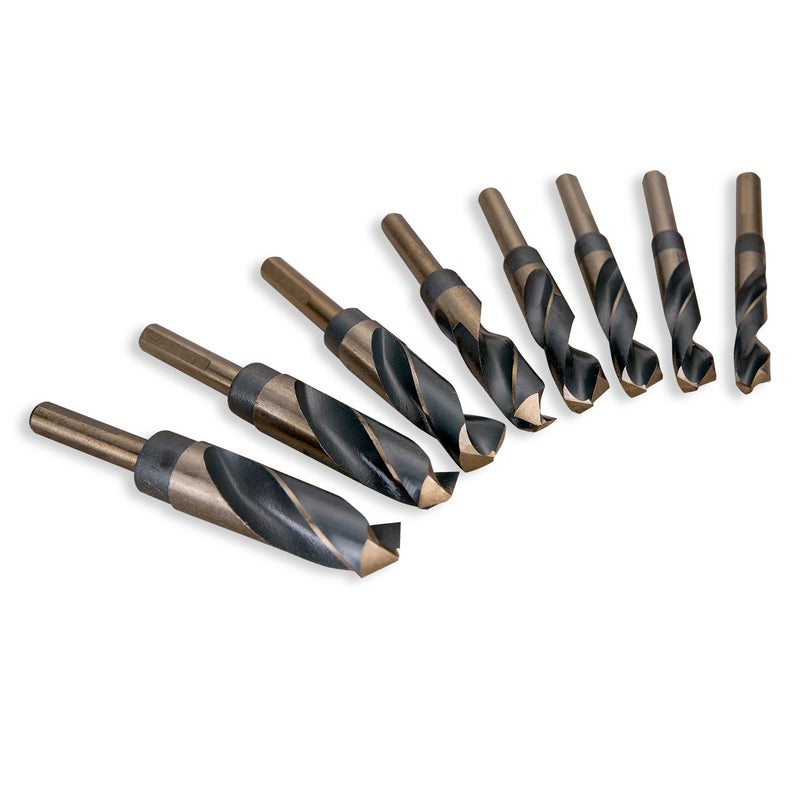 EFFICERE 8-Piece Premium 1/2â€ Reduced Shank Silver and Deming Large Drill Bit Set in Aluminum Carry Case, M2 High Speed Steel, 135-Degree Split Point | SAE Inch Size 9/16â€ - 1â€ by 1/16th Increment - Image 4