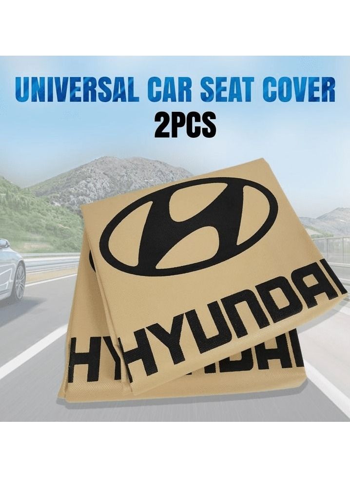 HYUNDAI High Quality Car Seat Cover Universal Car Seat Dust Dirt Protection Cover, Extra Protection For Your Seat 2 Pcs Set, Beige - Image 1