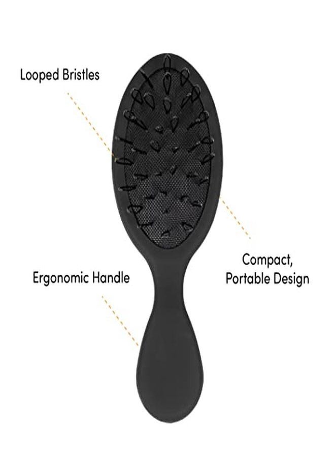 The Hair Shop Mini Black Loop Brush Salon Professional Grade With Matted Black & Ergonomic Travel Size Design Small & Safe Detangler Tool For 100% Remy Human And Synthetic Hair Extensions And Wigs  - Image 4