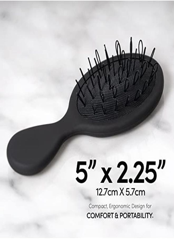 The Hair Shop Mini Black Loop Brush Salon Professional Grade With Matted Black & Ergonomic Travel Size Design Small & Safe Detangler Tool For 100% Remy Human And Synthetic Hair Extensions And Wigs  - Image 3