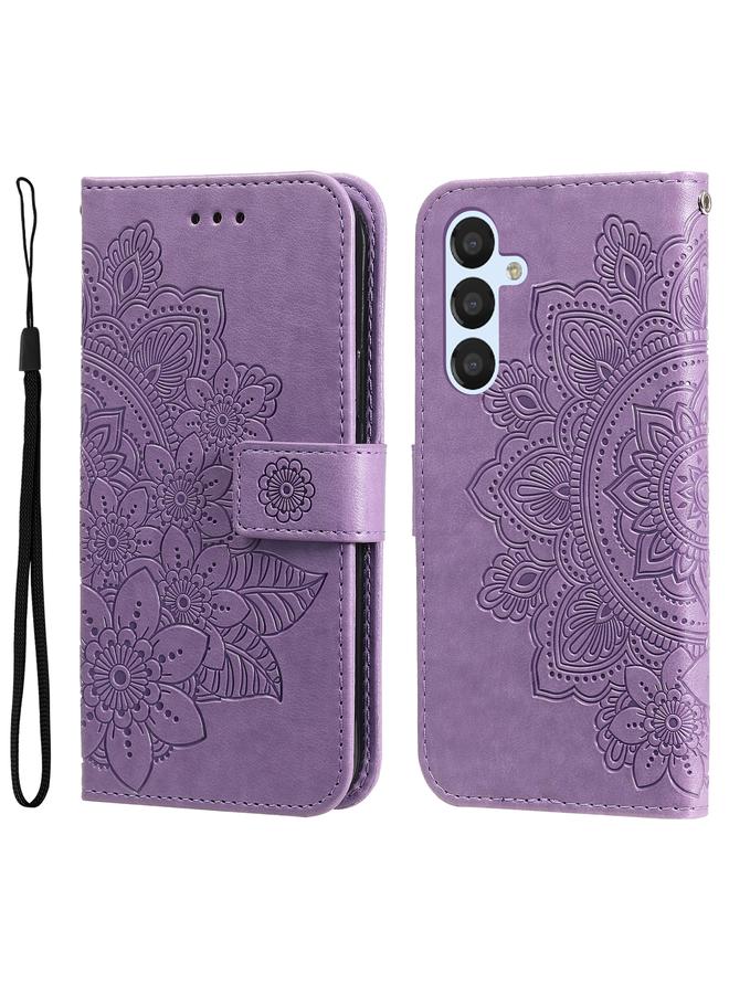 اس-توب جراب لهاتف Samsung Galaxy A34 5G جراب هاتف جلدي منقوش عليه زهور 7 بتلات - Image 1