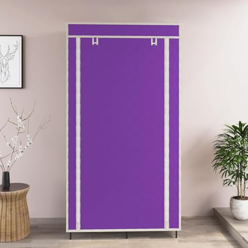 Whitecloud TRANSFORMING HOMES Collapsible Wardrobe Closet for Clothes Almira, 8 Shelves, 1 Side Pocket (Non-Woven Fabric, 76x38x145cm) (7700-2) - Image 3