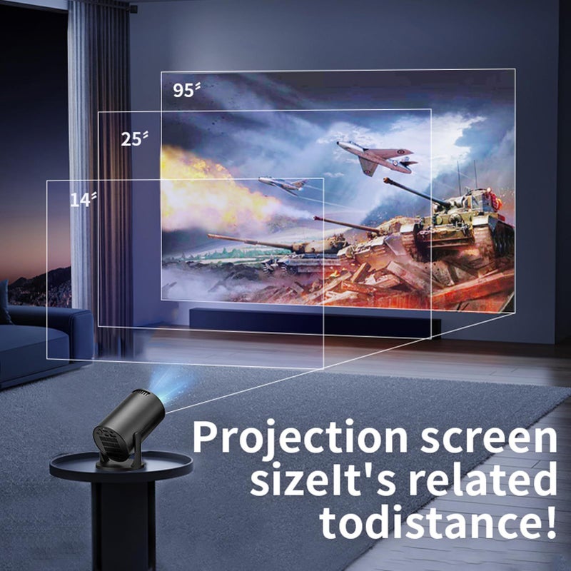 يوسو 1080P بروجيكتور محمول مع واي فاي وبلوتوث، ميني بروجيكتور للأفلام مع حامل قابل للتعديل بزاوية 270 درجة، للاستخدام المنزلي والهواء الطلق، متوافق مع تلفزيون ستيك ولابتوب، أسود - Image 3