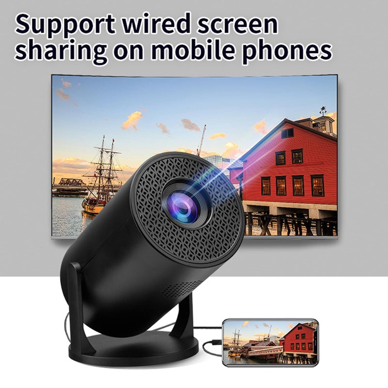 يوسو 1080P بروجيكتور محمول مع واي فاي وبلوتوث، ميني بروجيكتور للأفلام مع حامل قابل للتعديل بزاوية 270 درجة، للاستخدام المنزلي والهواء الطلق، متوافق مع تلفزيون ستيك ولابتوب، أسود - Image 5