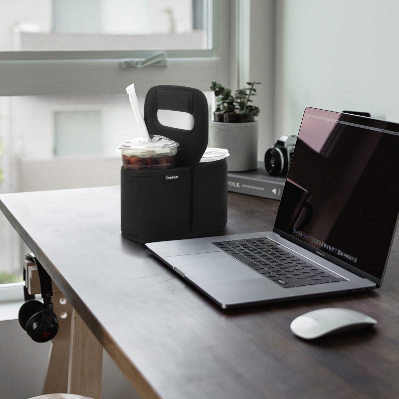 Homakover Cup Drink Carrier with Handle, Reusable Coffee Cup Holder for Hot or Cold Drinks, On-The-go Water Bottle Cup Caddy with Adjustable Dividers for Food Delivery Service - Image 3