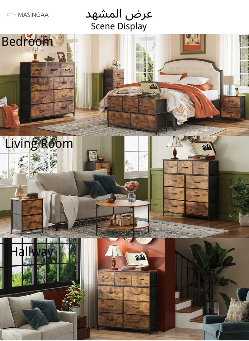 MASINGAA Multifunctional Household Floor Storage Cabinet, Large Capacity Storage Cabinet with 9 Drawers, For Bedroom, Living room, Entryway furniture, 100 x 99.5 x 30cm(Brown)  - Image 3