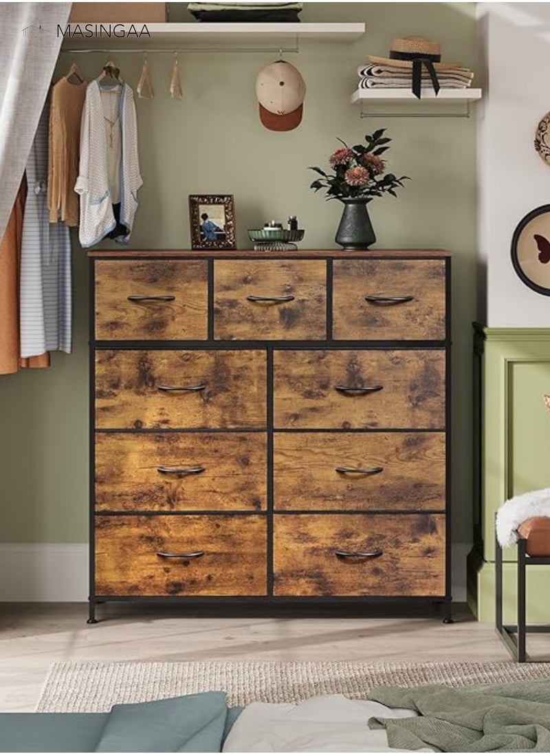 MASINGAA Multifunctional Household Floor Storage Cabinet, Large Capacity Storage Cabinet with 9 Drawers, For Bedroom, Living room, Entryway furniture, 100 x 99.5 x 30cm(Brown)  - Image 1