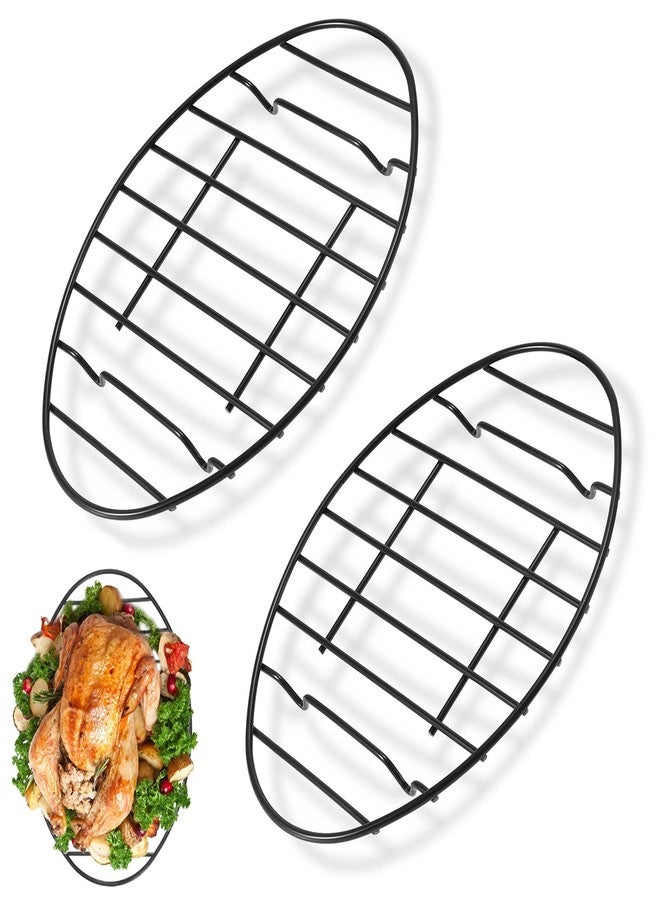 Fivebop 2 Pack Roasting Racks Oval Non Stick Stainless Steel Cooling Rack Grill Cooking Baking Grilling Roasting Steamer Rack Oven and Dishwasher Safe 12" x 8.5" - Image 1