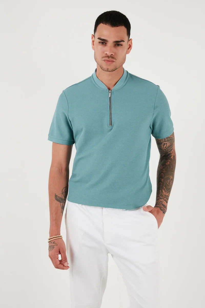 Buratti Cotton Regular Fit Half Zipper T Shirt Men's T Shirt 5902653