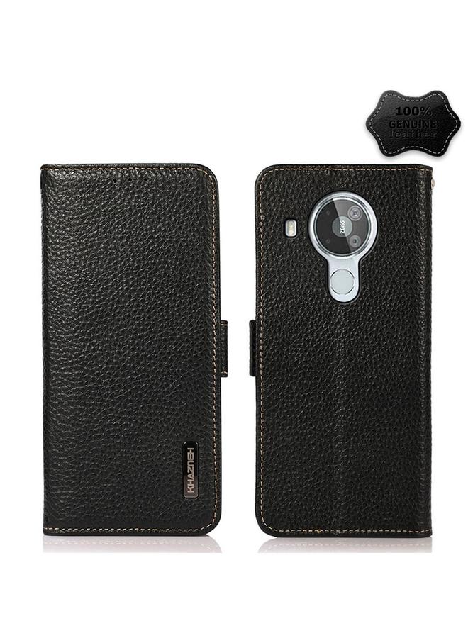اس-توب جراب هاتف نوكيا 7.3 KHAZNEH من الجلد الطبيعي الليتشي المغناطيسي الجانبي بتقنية RFID - Image 1