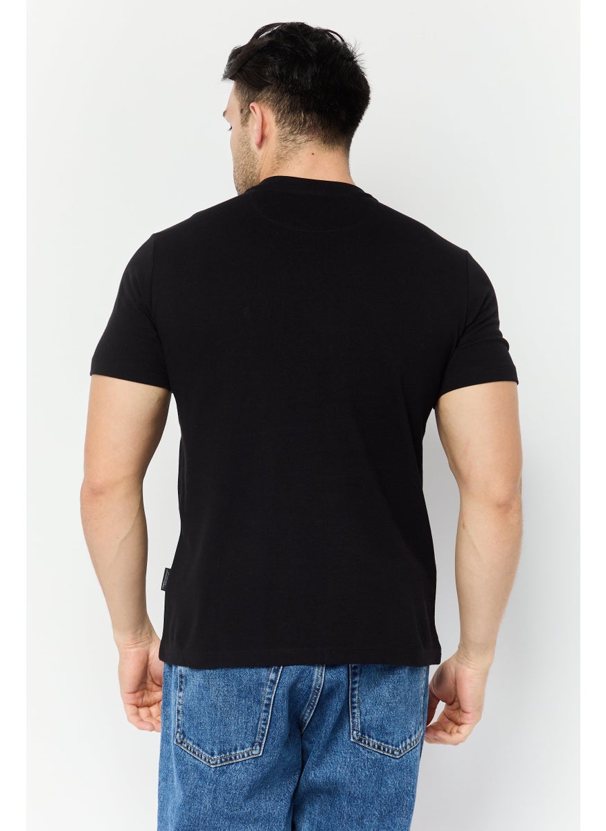 LAMBORGHINI Men Crew Neck Brand Logo T-Shirt, Black  - Image 2