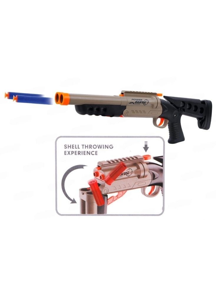 Premium Double Tube Soft Bullet Toy Rifle Set – Brown, Black & Orange Foam Dart Blaster with Accessories - Image 3