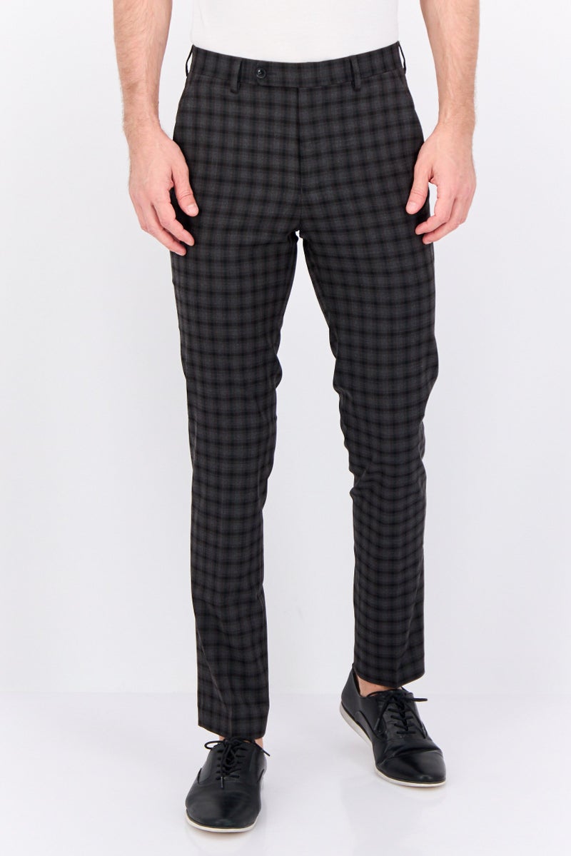 Bar III Men Skinny Fit Checkered Dress Pants, Black  - Image 1