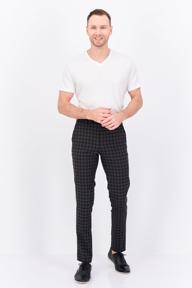 Bar III Men Skinny Fit Checkered Dress Pants, Black  - Image 2