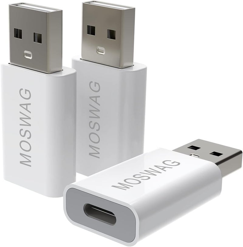 MOSWAG USB C Adapter 3Pack, USB Male to C Female Adapter Compatible with Apple MagSafe Charger,iMac,MacBook Pro,MacBook,Laptops,PC,Computers and More - Image 1