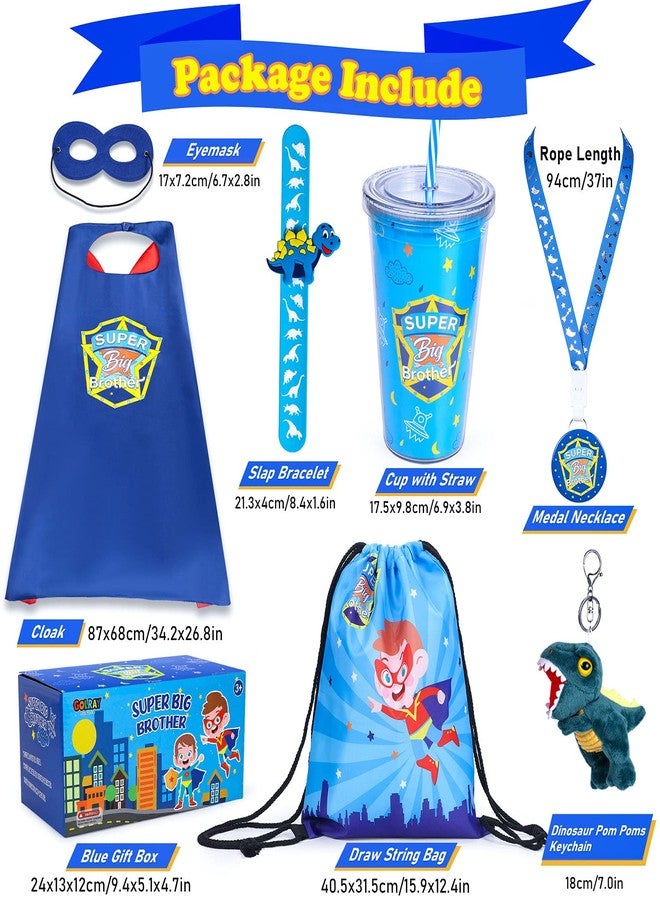Golray Super Big Brother Gifts Set with Superhero Cape Eyemask Dinosaur Slap Bracelets Necklace, Drawstring Backpack, Plush Keychain, Insulated Plastic Tumbler Cup Big Brother Gift Little Toddler Boy - Image 2