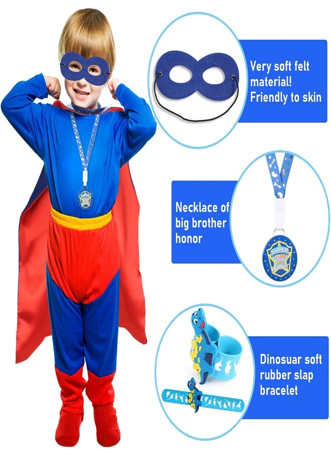 Golray Super Big Brother Gifts Set with Superhero Cape Eyemask Dinosaur Slap Bracelets Necklace, Drawstring Backpack, Plush Keychain, Insulated Plastic Tumbler Cup Big Brother Gift Little Toddler Boy - Image 4