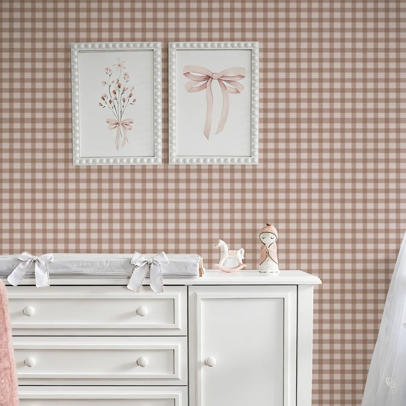 YXTII Plaid Wallpaper Peel and Stick 17.3"Ã—78.7", Striped Farmhouse Wallpaper Self Adhesive Removable Wallpaper Contact Paper for Bedroom Wall Paper Shelf Drawer Liner - Image 4