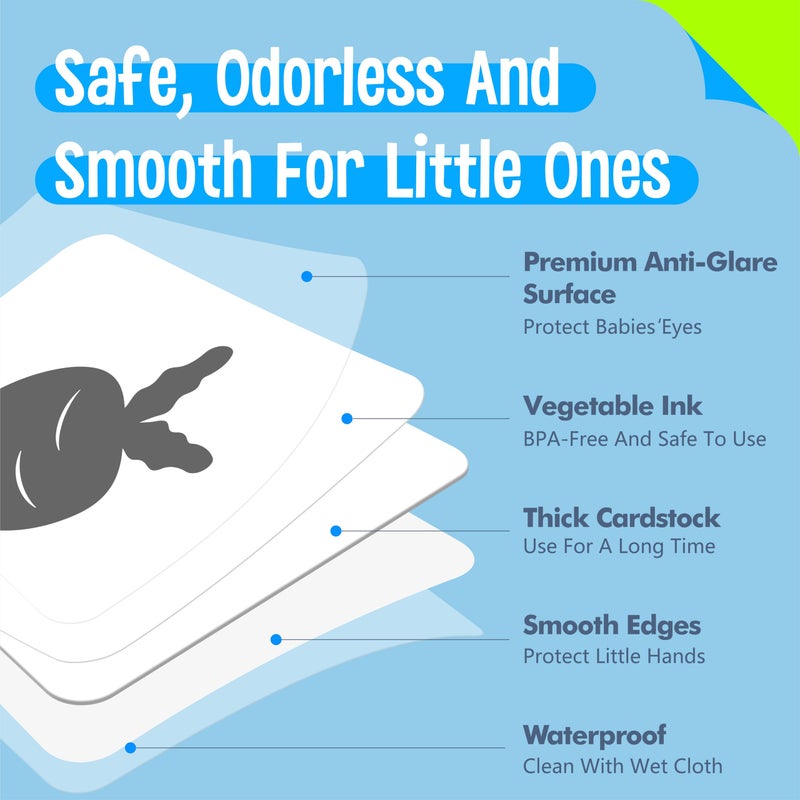 SpriteGru 2 Pcs Baby Visual Stimulus Cards  Double-Sided High Contrast Black And White Flashcards Sensory Developmental Montessori Cards Set For Newborn Boy Girl Baby Tummy Time (39  X 8 ) - Image 2