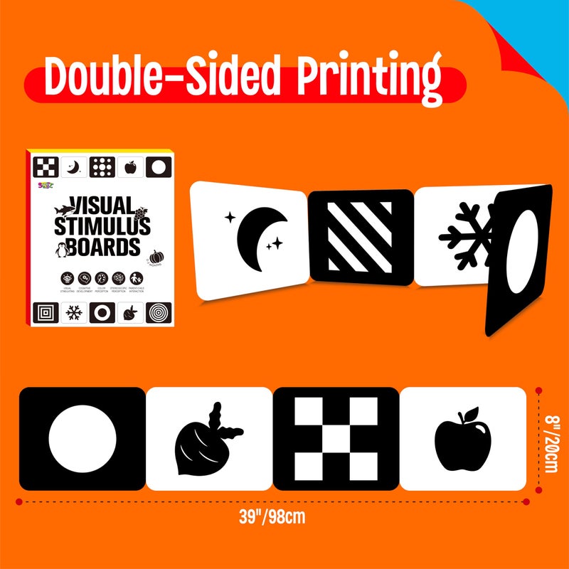 SpriteGru 2 Pcs Baby Visual Stimulus Cards  Double-Sided High Contrast Black And White Flashcards Sensory Developmental Montessori Cards Set For Newborn Boy Girl Baby Tummy Time (39  X 8 ) - Image 3